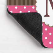 Monogram roze en bruine poka punts muismat (Hoek)