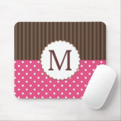 Monogram roze en bruine poka punts muismat (Met muis)