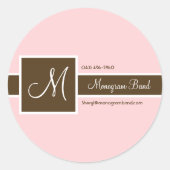 Monogram Roze en bruine Stickers (Voorkant)