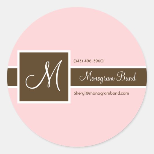 Monogram Roze en bruine Stickers (Voorkant)