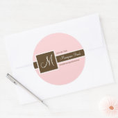Monogram Roze en bruine Stickers (Envelop)