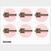 Monogram Roze en bruine Stickers (Vel)
