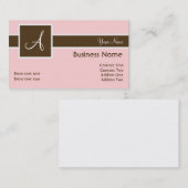 Monogram Roze en bruine Visitekaartjes (Voorkant / Achterkant)