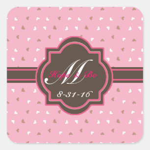 Monogram Roze en chocolade Envelop Stickers