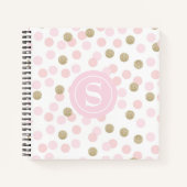 Monogram roze en Faux Gold Glitter Pattern Notitieboek (Voorkant)