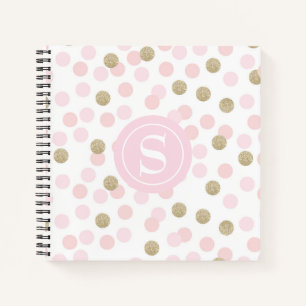 Monogram roze en Faux Gold Glitter Pattern Notitieboek