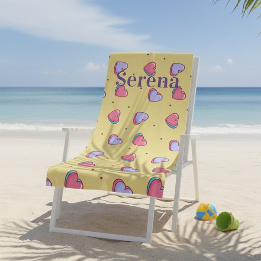 Monogram Roze en Gele Hart Strandlaken