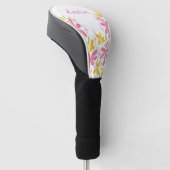 Monogram Roze en Gele Wilde Bloem Golfheadcover (Schuin)