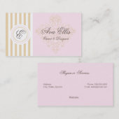 Monogram Roze en Gold Damak Visitekaartje (Voorkant / Achterkant)
