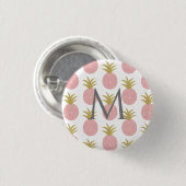Monogram Roze en goudanananas Ronde Button 3,2 Cm (Voorkant /achterkant)
