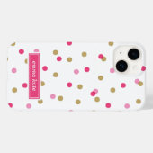Monogram roze en goudConfetti Stippen Case-Mate iPhone Case (Achterkant (horizontaal))
