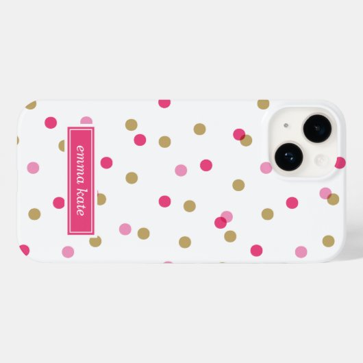 Monogram roze en goudConfetti Stippen Case-Mate iPhone Case (Achterkant (horizontaal))