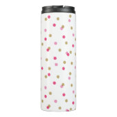Monogram roze en goudConfetti Stippen Thermosbeker (Achterkant)