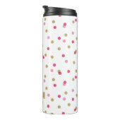 Monogram roze en goudConfetti Stippen Thermosbeker (Geroteerd rechts)
