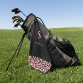 Monogram roze en goudluipaard afdrukken | Kleurblo Golfhanddoek (Groen)