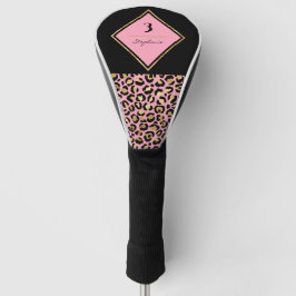 Monogram roze en goudluipaard afdrukken | Kleurblo Golfheadcover