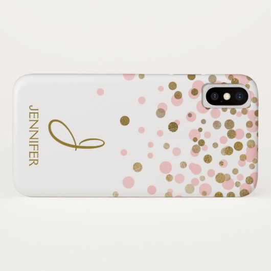 Monogram roze en goudolie Confetti Case-Mate iPhone Case (Achterkant (horizontaal))