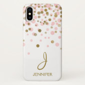 Monogram roze en goudolie Confetti Case-Mate iPhone Case (Achterkant)