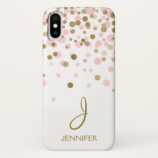 Monogram roze en goudolie Confetti Case-Mate iPhone Case (Achterkant)