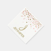 Monogram roze en goudolie Confetti Servet (Hoek)