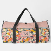 Monogram Roze en Grijs Bloemmotief Initiaal Groot Plunjezak (Achterkant)