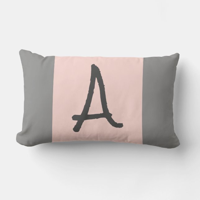 Monogram roze en grijze accenten lumbar Pillow Kussen (Voorkant)