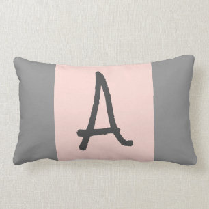 Monogram roze en grijze accenten lumbar Pillow Kussen