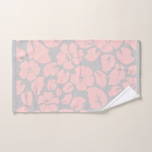 Monogram  roze en grijze Floral Handdoek (Handdoek)