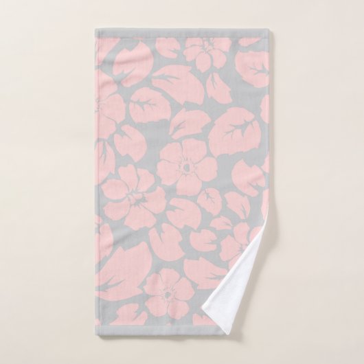 Monogram roze en grijze Floral Handdoek (Handdoek)