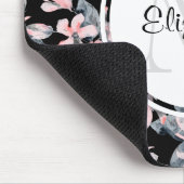 Monogram roze en grijze Floral Waterverf Muismat (Hoek)