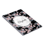 Monogram roze en grijze Floral Waterverf Notitieboek (Rechterzijde)