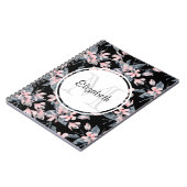 Monogram roze en grijze Floral Waterverf Notitieboek (Linkerzijde)