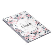Monogram roze en grijze Floral Waterverf Notitieboek (Rechterzijde)