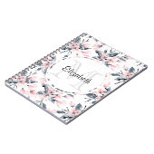 Monogram roze en grijze Floral Waterverf Notitieboek (Linkerzijde)