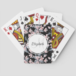 Monogram roze en grijze Floral Waterverf Pokerkaarten