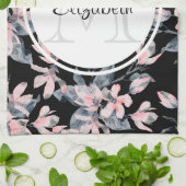 Monogram roze en grijze Floral Waterverf Theedoek (Gevouwen)