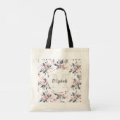 Monogram roze en grijze Floral Waterverf Tote Bag (Achterkant)
