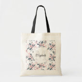 Monogram roze en grijze Floral Waterverf Tote Bag (Voorkant)