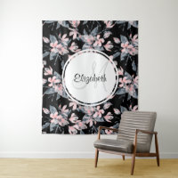 Monogram roze en grijze Floral Waterverf