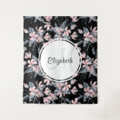 Monogram roze en grijze Floral Waterverf Wandkleed (Voorkant)