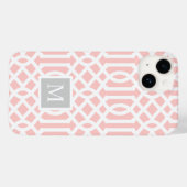 Monogram roze en grijze Trellis | bewerkbare kleur Case-Mate iPhone Case (Achterkant (horizontaal))