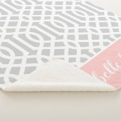 Monogram roze en grijze Trellis | bewerkbare kleur Sherpa Deken (3/4)
