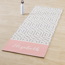 Monogram roze en grijze Trellis | bewerkbare kleur