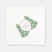 Monogram Roze en Groene Kerst Trouwdouche Servet (Voorkant)