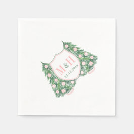Monogram Roze en Groene Kerst Trouwdouche Servet