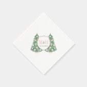 Monogram Roze en Groene Kerst Trouwdouche Servet (Hoek)