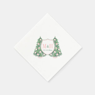 Monogram Roze en Groene Kerst Trouwdouche Servet