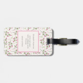 Monogram roze en groene langlevende wilde bloemen bagagelabel (Achterkant horizontaal)