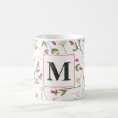 Monogram roze en groene langlevende wilde bloemen koffiemok (Center)