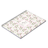 Monogram roze en groene langlevende wilde bloemen notitieboek (Linkerzijde)